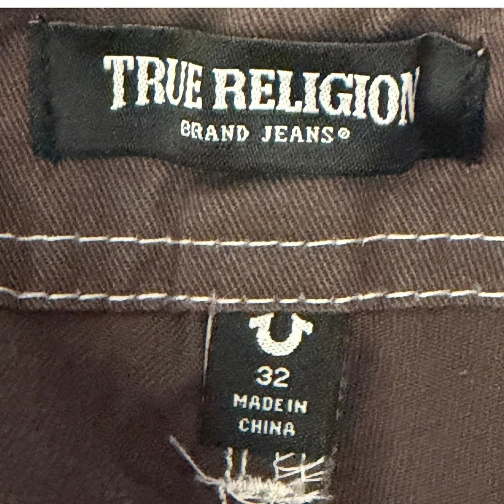 True Religion Cargo Pants Mens 32x32 Coton Stretch Straight Leg Brown *READ